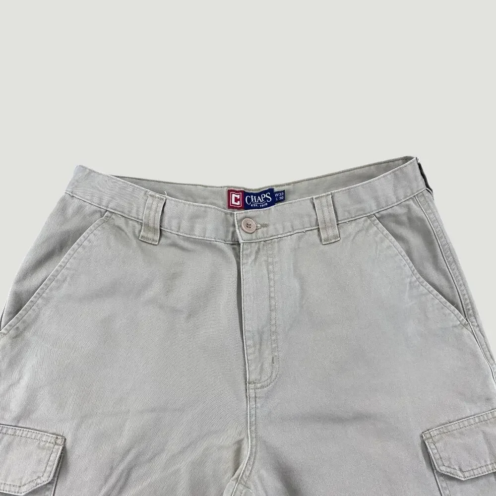 Chaps Ralph Lauren Tan Cargo Pants Men’s 33x30 Cotton Utility Workwear